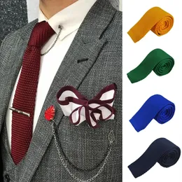 Feste gestrickte Krawatten für Männer lässig Polyester Skinny Herren Krawatten Mode Süßigkeiten Farbe Schlankes Hals Binde Gify Hochzeit 240511