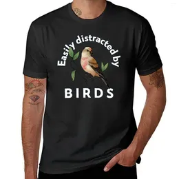 Polos maschile facilmente distratto dagli uccelli hobby uccelli che guardano t-shirt spazzolini doganchi disegna le tue magliette nere per uomini
