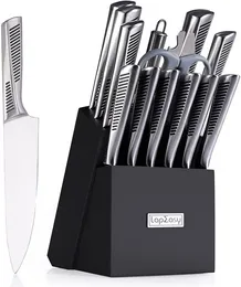 Küchenmesserset.Lapeasy 15 -Tiefen -Messersets mit Blockkoch -Messer Edelstahl Hohlgraden mit manuellem Spitzer