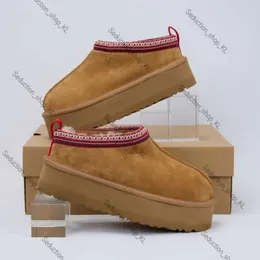 Дизайнерская обувь классическая мини -Uggslipper Tasman Snow Boot Platform Short Women Men Men Sheepskin Uggg Slapper Tazz Каштановая песчаная горчичная семена бежевый австралийский FA5