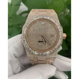 Vvs moissanite lodowane diamentowe zegarki, automatyczne dla mężczyzn, zegarek na nadgarstek kwarcowy, zegarek w stylu męskim