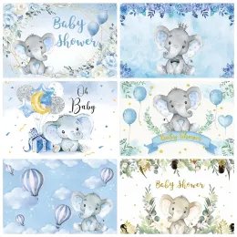 Elefant baby shower bakgrund för fotografering dop pojke flicka första födelsedagsfest dekor barn porträtt bakgrunder foto studio