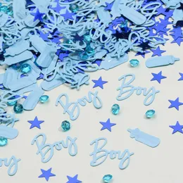Banners Streamers Confetti 15G/Lot Boy Girl Plastic Confetti -paljetter Baby Shower Kön avslöjar dop födelsedagsfest bordsdekoration leveranser d240528