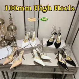 Wedding 100mm high heel sandals pumps womens dress shoes seada Black white Suede heels beige patent heeled fashion women pump party shoes with box lady Stiletto Heel