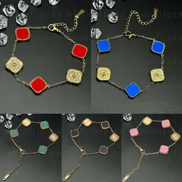 Bracciale designer per donne fascino braccialetti di lusso trifoglio 4 regalo argento a quattro foglie oro floreali catene di aragosta designer sterlink1oe#