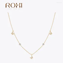 Pingentes Roxi Butterfly Crystal Drop Charker para mulheres Personalidade de luxo 925 Clavículas de prata esterlina Presente de jóias de casamento