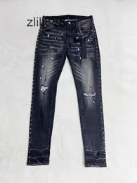 Top qualidade Roca roxa Roca Jeans 2024SS Marca de moda retro Antique jeans calças de calça repercutora de baixa qualidade