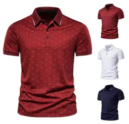 MEN039S POLOS 2021 Sommer Mode Casual Boat Anker Print Revers Slim Shape Business Short Sleeve Shirt5327251