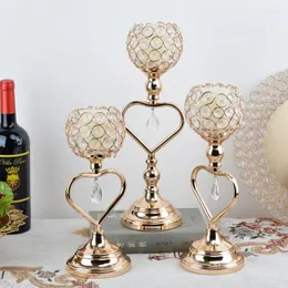 Kerzenhalter Herzstil Kristall Golden Candlestick Romantic Candlelight Dinner Decor Halter Hochzeitskandelabro Home Stand