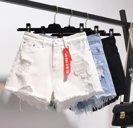 Zqlz Sommer High Tailled Denim Shorts Frauen plus Größe 5xl Lose Loch Tassels Harajuku Hosen Sexy Jeans Kurzes Mädchen Spring1475006