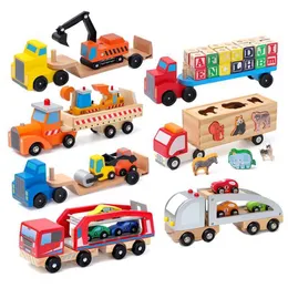 Diecast Model Cars Transport vehicles construction vehicles excavators large trucks cognitive animals wooden cars models taxis toy cars childrens gifts S54