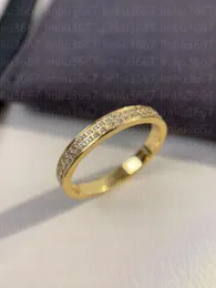 Woman's Gold Thin Designer ring love Full diamonds or 8 diamonds ring Top quality v-gold 18k gold plated rings Classic Premium for girl gift Jewelry with box