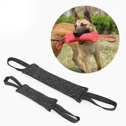 أسود تدريب الكلاب اللدغة سد السحب مع 2 مقابض حبل لتدريب Malinois German Shepherd Rottweiler Pet Toy toy