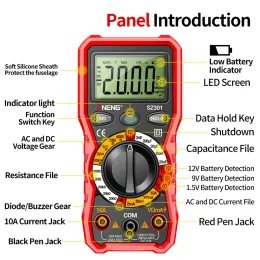 SZ301 SZ302 Digital Multimeter Professional Multimetro Auto Voltmeter AC DC 220V Widerstandsspannungskondensator Diode NCV -Tester