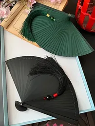 Dekorative Figuren chinesischer alter Stil tragbarer Bambus -Handfan falten für Frauen Damen Sommerkostüm Han Fu Dance Cheongsam mit