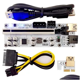 Computer Interface Cards Controllers White Ver 010X Pcie Riser Card With 6 Led Flash Lights 8 Capacitors 009S 010S Plus Pci-E 1X To 16 Otxlr