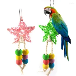 Altre forniture per uccelli masticare perline di legno giocattolo da stella rattan pappagallo colori vivaci decorazioni gabbia f0t4