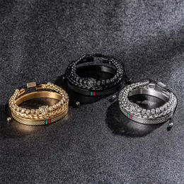 Luxo Bracelete de trança artesanal Men Leopard Head Chefe de pulseiras personalizadas 240528