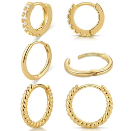 Hoop örhängen vonmoos kvinnor 3 par liten dam klassiker 14k guld mode liten huggie set hypoallergenic örhänge