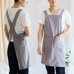 Donne in cotone Linen Cross Back Apron