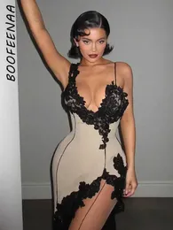 Urban Sexy Dresses Boofeenaa spets utsmyckad asymmetrisk slits Midi-klänning Kylie Jenner kläder Sexiga nattklubbar Party Dresses for Woman 2023 C66-CB22 Z240528