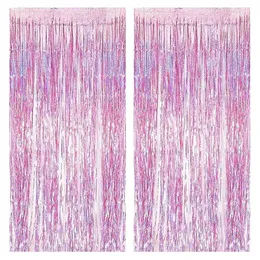 Banners Streamers Confetti 2pcs Pink 2m Tinsel Curtain Girl Birthday Wedding Bachelorette Party Decoration Graduation Shower Bridal Tassel Background D240528