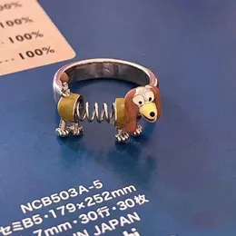 Bandringar Spring Dachshund Dog Ring Söta smycken Rolig Bangle Cartoon Puppy Ring Girls Armband Kvinnor smycken Tillbehör H240529