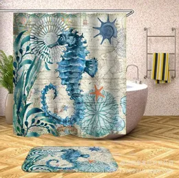 Zasłony prysznicowe koncerty morskie morskie zwierzęce wodoodporne łazienka kolorowa kurtyna