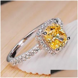 Solitaire ring anillo de lujo con piedra circonita cristal para mujer renk plateado blanco rosa amarillo anillos emzero drop seli othps
