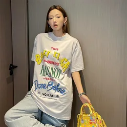 Women's T-shirt Designer clothes tops Summer Colourful Bubble Letter Printed Short Sleeve Cotton Loose Casual Short Sleeve
