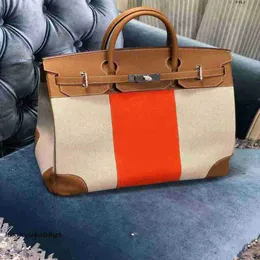 Tote Bag 40cm Hac Handbags Large Pegih Home Platinum Peige Private Customized Pure Hand Sewn Wax Thread Togo Cowhide Canvas 40 50cm Camel Rr
