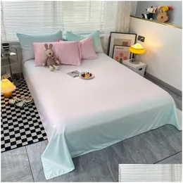 Bedding Sets Korean Style Set Four-Piece Gradient Color Sheet Pillowcase Duvet Er Twin Fl Queen King Super Size Drop Delivery Home Gar Dhzln