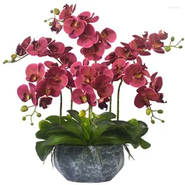Вазы FQ Phalaenopsis искусственный цветок Высококачественный фальшивый и зелень горшечный растение