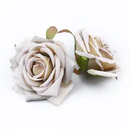 5PCS Silk Roses Retro Wedding Decorative Fake Flowers Artificial Plants Bride Brooch Scrapbooking Cheap Christmas Home Decor