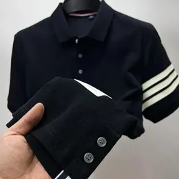 Brand Luxury Mens Polo Polo Summer Slit Slit Sleeve Fit Fit-Shirt requintado impressão bordada meia moda masculina 240528