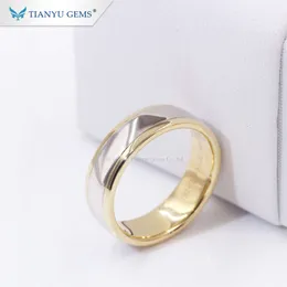 Tianyu Gems personalizados 14K/ Whiteyellow Gold noivado Men Ring