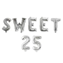 7pcs/set Sweet 16 Party Decorations Supplies Sixteen Birthday Decorations 30 Old Years Birthday Number Foil Balloons Air Globos