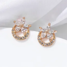Stud Earrings ESSFF Trendy Elegant Moon Piercing For Women Female Dazzling Crystal Earring Fashion Daily Wear Jewelry