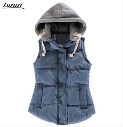 1pc kapüşonlu yelek kadınlar Sonbahar Kış Pamuk Pamuk Yastıklı Kolete Feminino Veste Femme Gilet Weistcoat 8 Renkler Z5099475440