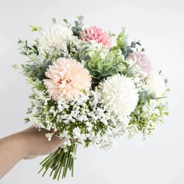 Decorative Flowers 12Pcs Artificial Handheld Ball Simulated Fake Flower Bouquets Wedding Party Bridal Home Room Decoration