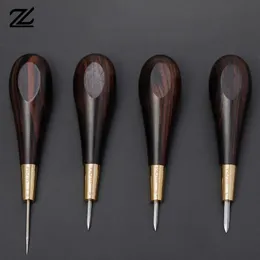 1pcs الجلود الحرفية الغرز Awl الماس الشكل الأبنوس بلاكوود النحاس الخياطة Awl Punch Leather Craft Tool