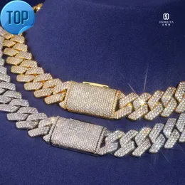 Diamond Gold Plated S925 Sterling Silver Necklace Moissanite Miami Cuban Link chain ice in silver 925