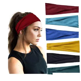 Hårgummiband Sport Band Cross Stretchy Running Fitness Colorf Cotton Wide-BreMed Hairband Adts Women Ornament Drop Delivery Je DH8HZ