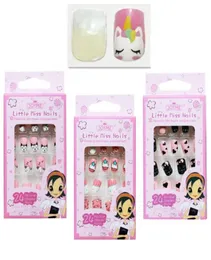 24pcsset Cartoon Style Kinder gefälschte Nägel abnehmbarer Full Cover Press Stick on Nails Decine Kinder Geschenk7554977