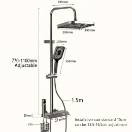 Banyo duş tam set siyah beyaz gri küvet duş sistemi raain basınçlı dijital led duş setleri sıcak soğuk musluk