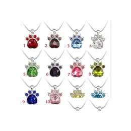 Colares pendentes 12 cores colar de pedra de cristal colar fofo cão garra gato pata de gato panor
