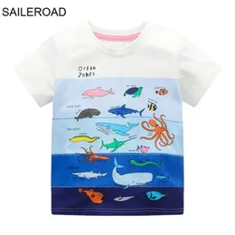Футболки Saileroad Летняя футболка хлопковое с коротким рукавом мультфильм океанские футболки детские футболки для девочек топы для мальчиков детская одежда D240529