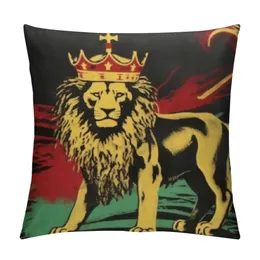 Rasta Lion Judah Ethiopia Flag Decorative Plush Throw Pillow Covers Billowcase Pillow Shell Cushion Case Sofa Bedroom