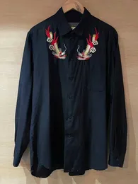 Camisas de vestido masculinas mamelicce design original bordado de dragão duplo bordado de três camadas de colarinho de colar