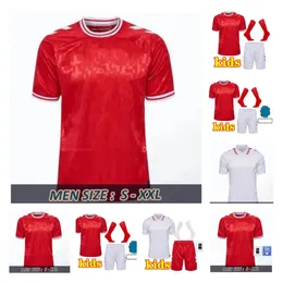 2024 2025 Euro Pokal Nationalmannschaft 24 25 Fußball Dänemark Football Trikot Hemd Kids Kit voll zu Hause rotem Weg weiße Männer Uniform Christensen Jensen Eriksen